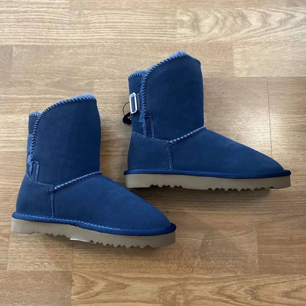 Style & Co Teenyy Suede Winter Booties Blue Faux fur Lined Boots Size 5 New